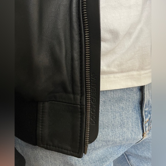 Dolce & Gabbana Leather Bomber Jacket in Black - Picture 8 of 16